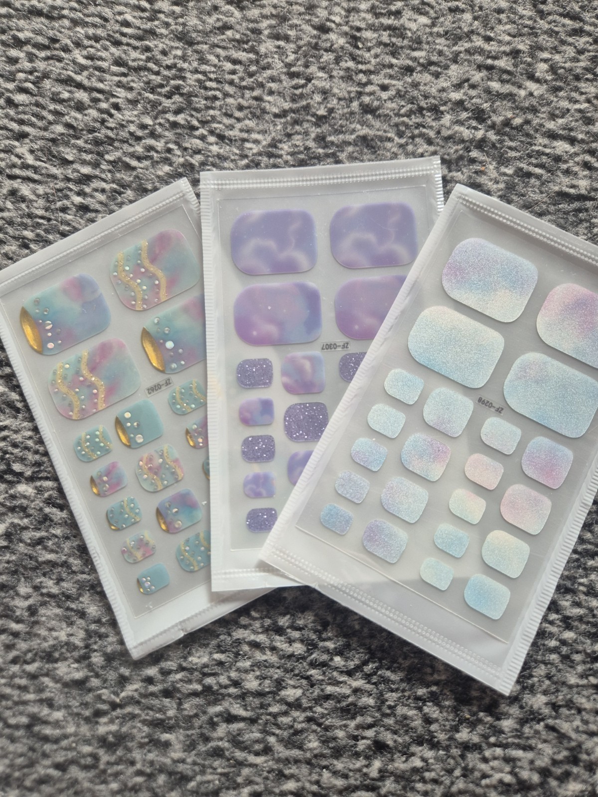 Nail Art Sparkling Spring Summer Toe Nail Wraps CLEARANCE x3 Read description