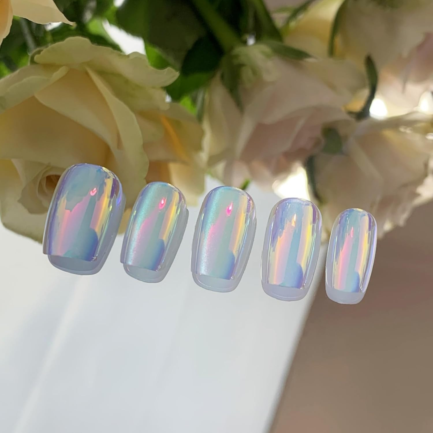 Cat’S Eye Press on Nails (30PCS；SIZE：XS-S-M), Short Square Fake Nails, Handmade