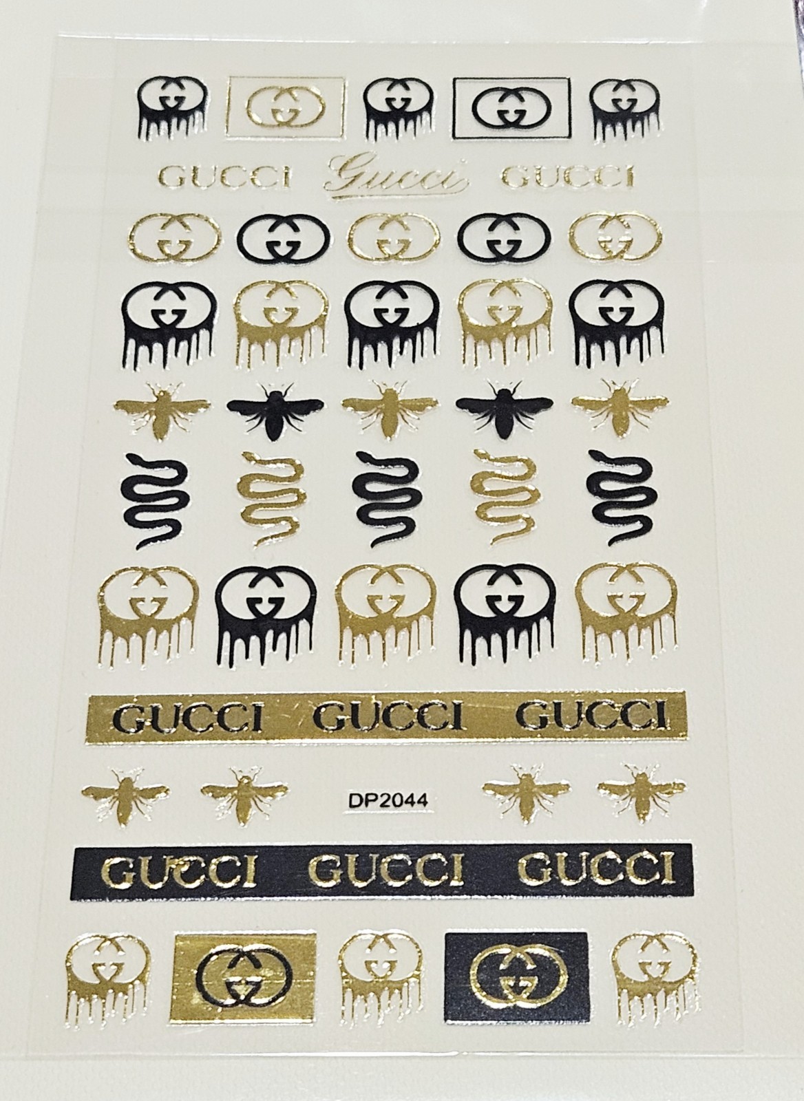 NWT NAIL ART DESIGN SELF-SEAL STICKERS SOLID BLACK & METALLIC GOLD BEES!