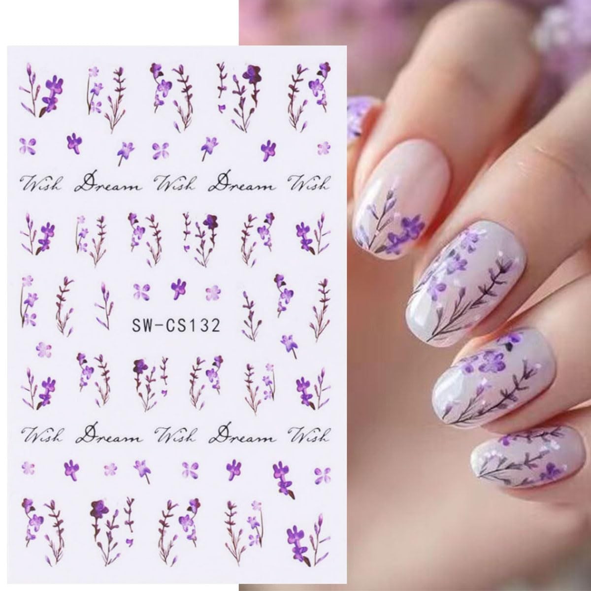 Flower Nail Art Stickers 3D Self-Adhesive Decals 6PCS Style4