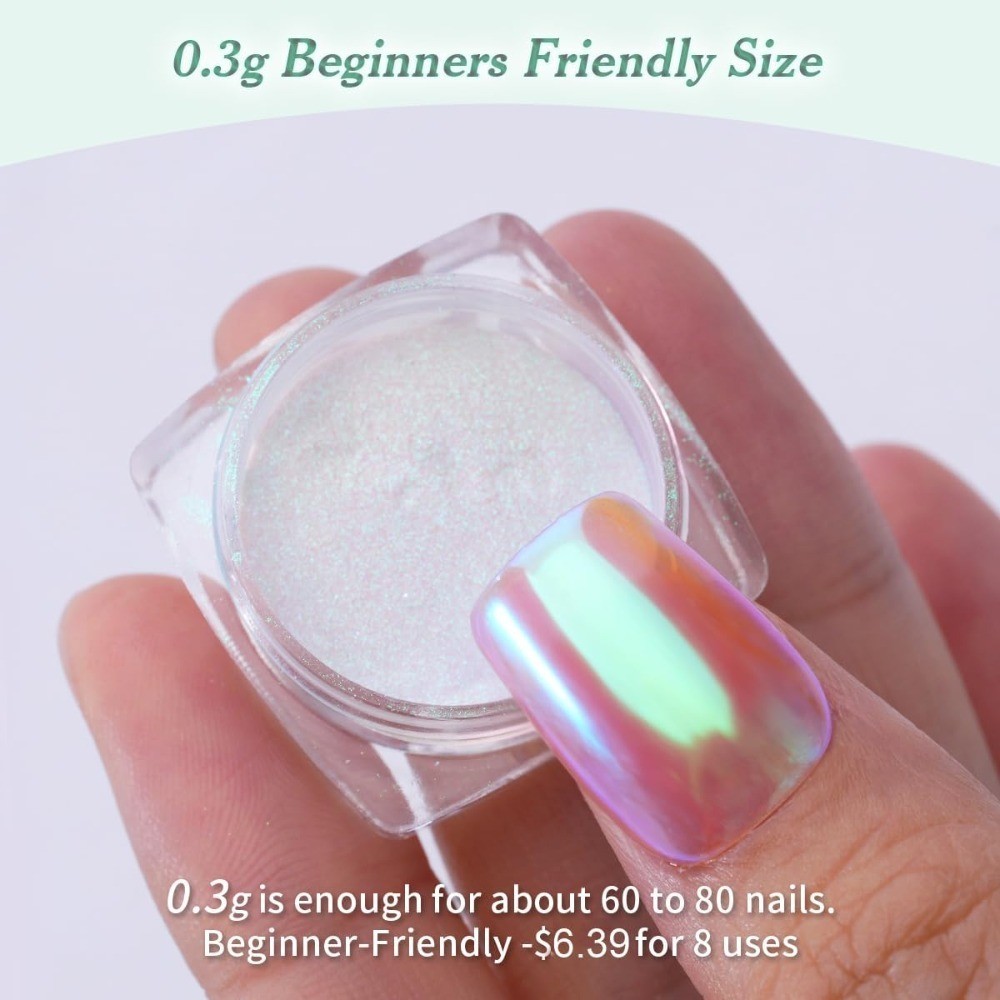 Mermaid Unicorn Chrome Nail Powder Aurora Iridescent Chrome Powders for Nails