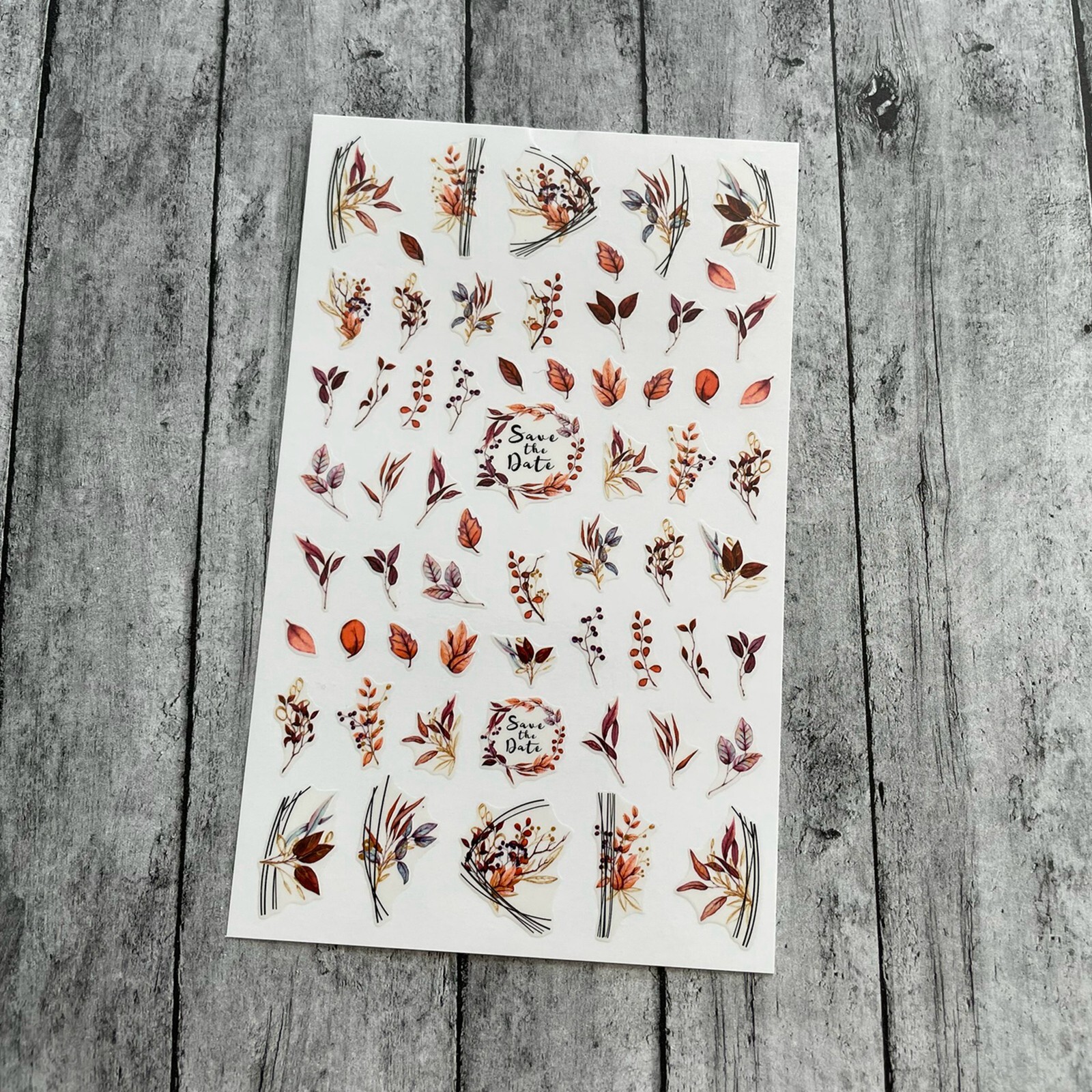 Autumn Leaves Nail Sticker Hello Autumn Fall Leaf Branch Geometric Lines