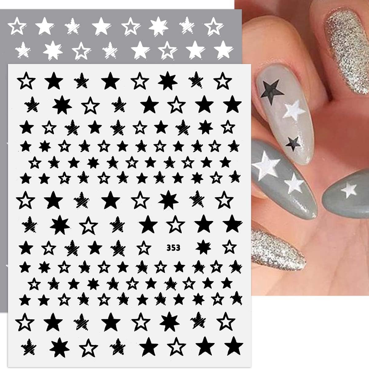 12 Sheets Star Nail Stickers,8 Colors Self-Adhesive 4Th of July Nails