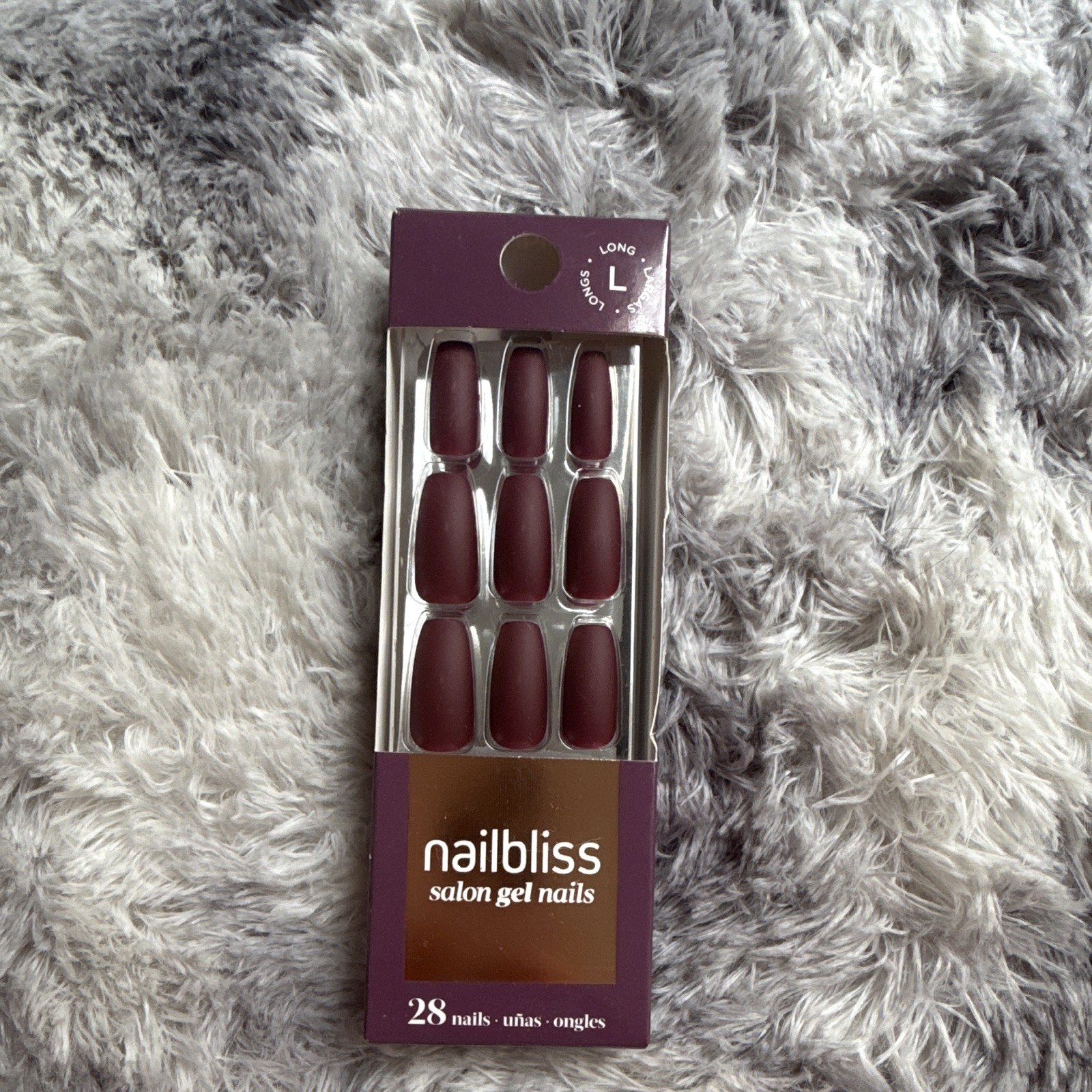 nailbliss Purple Matte Press-On Nails, Long Square Full Cover, 28 Count