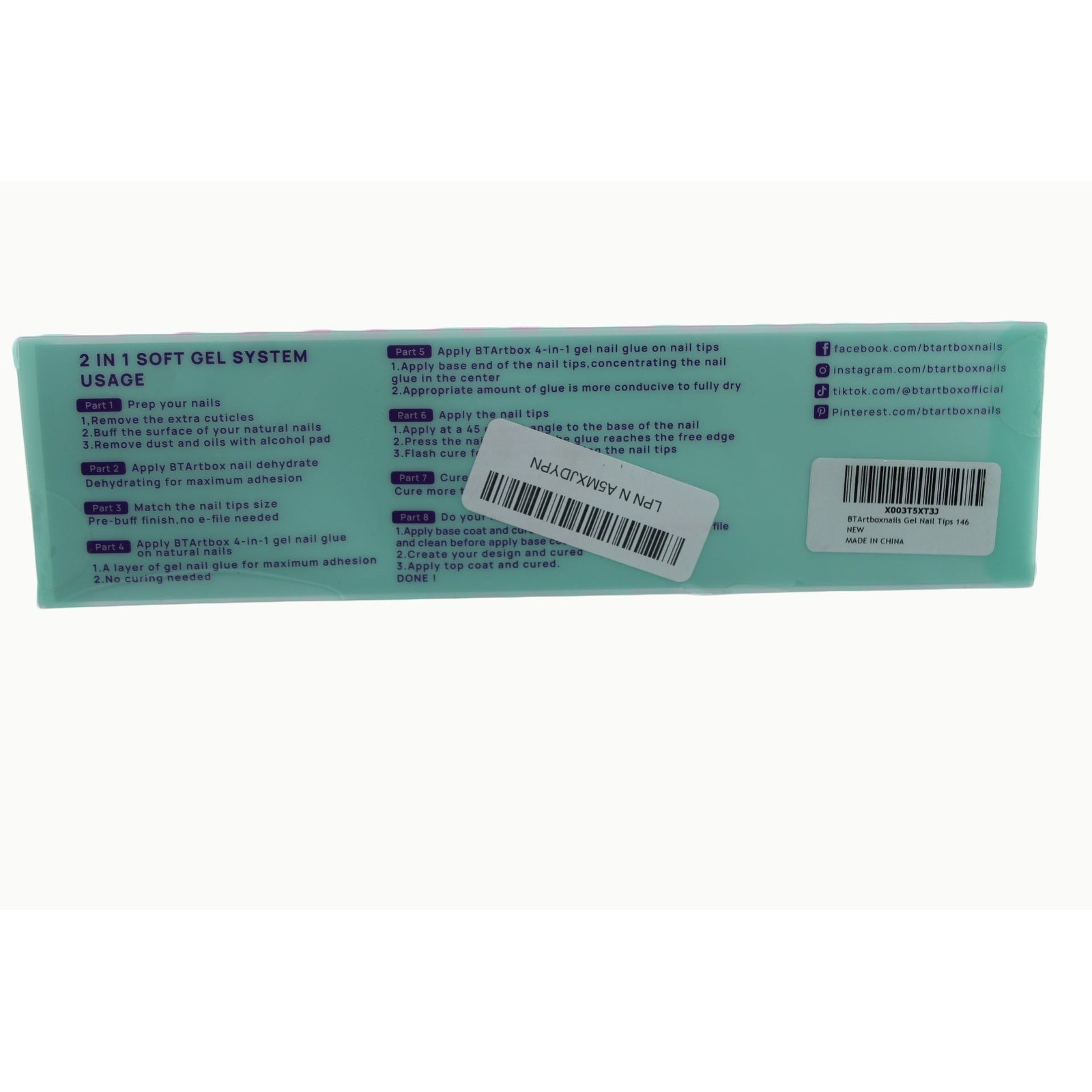 BTArtbox X-Coat Tips 2 in 1 Soft Gel System Natural Series 160pcs 16 Sizes