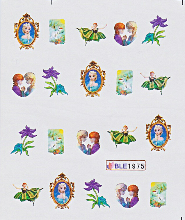 1-10 sheets Kids Nail Stickers Frozen Princess Cinderella Snow White Rapunzel
