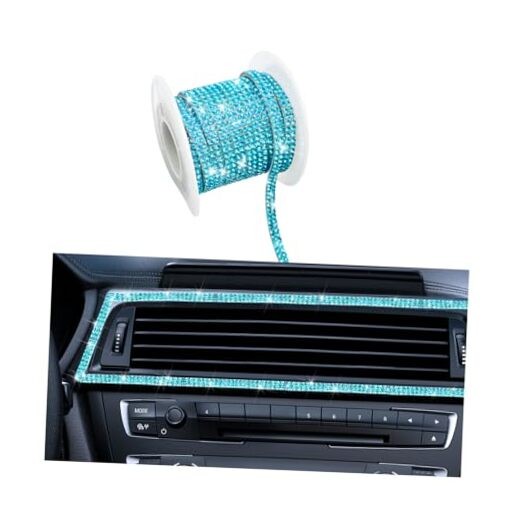 Bling Car Trim Self Adhesive Strip, 16.4Ft Crystal Rhinestone Lake Blue