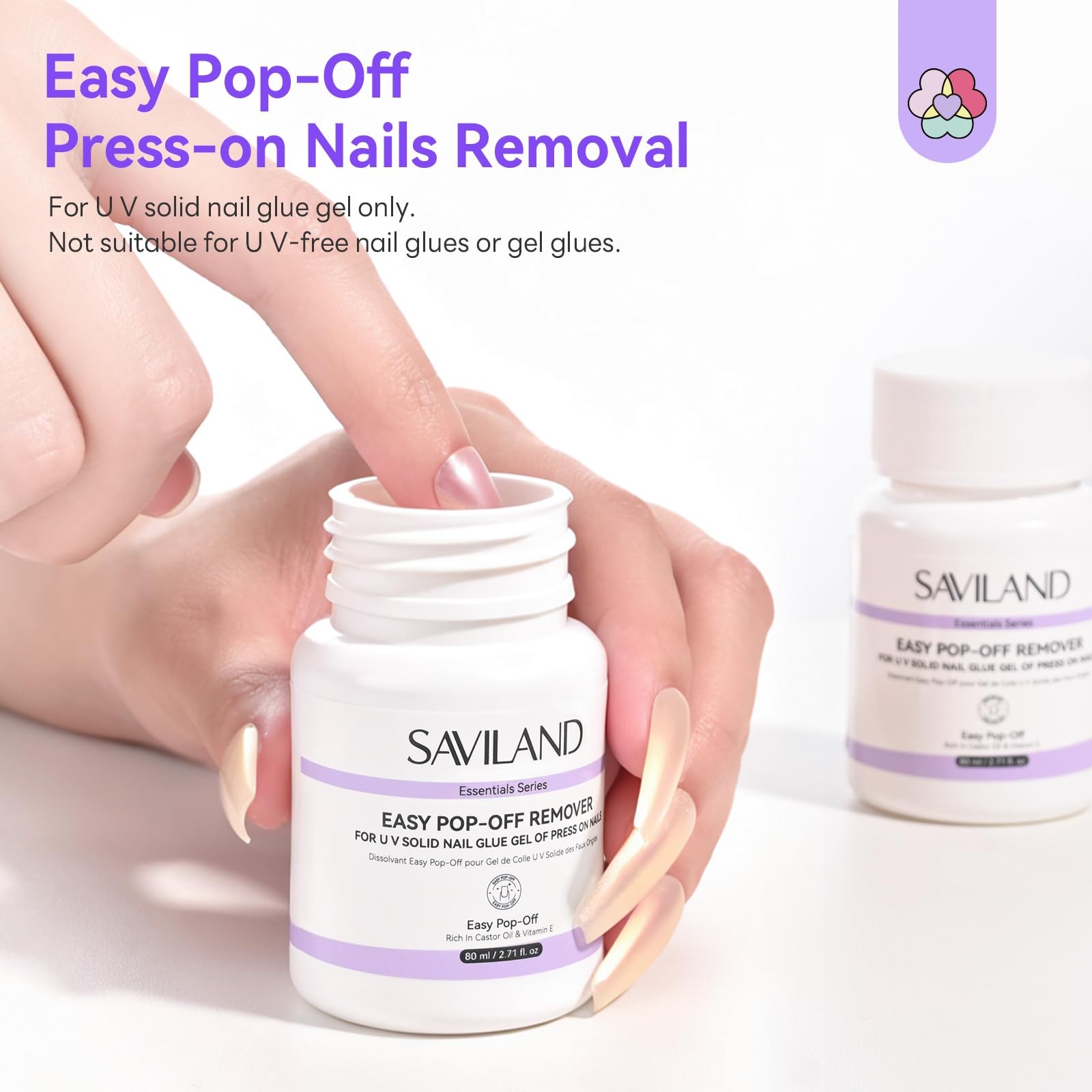 SAVILAND Plant-Based Nail Polish Remover Kit: 6.76 fl.oz Non Acetone Purple-4