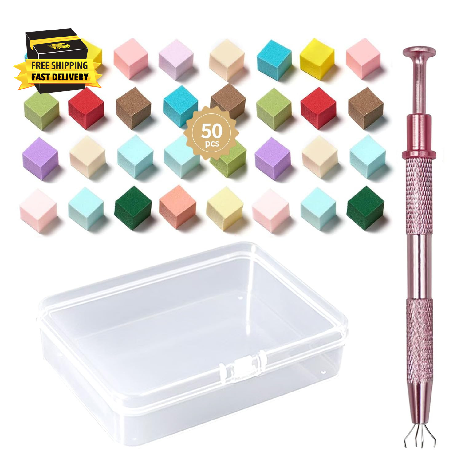 Nail Sponges Set for Ombre Gel,Nail Art Tools Set-50Pcs Colorful Nail Sponges wi