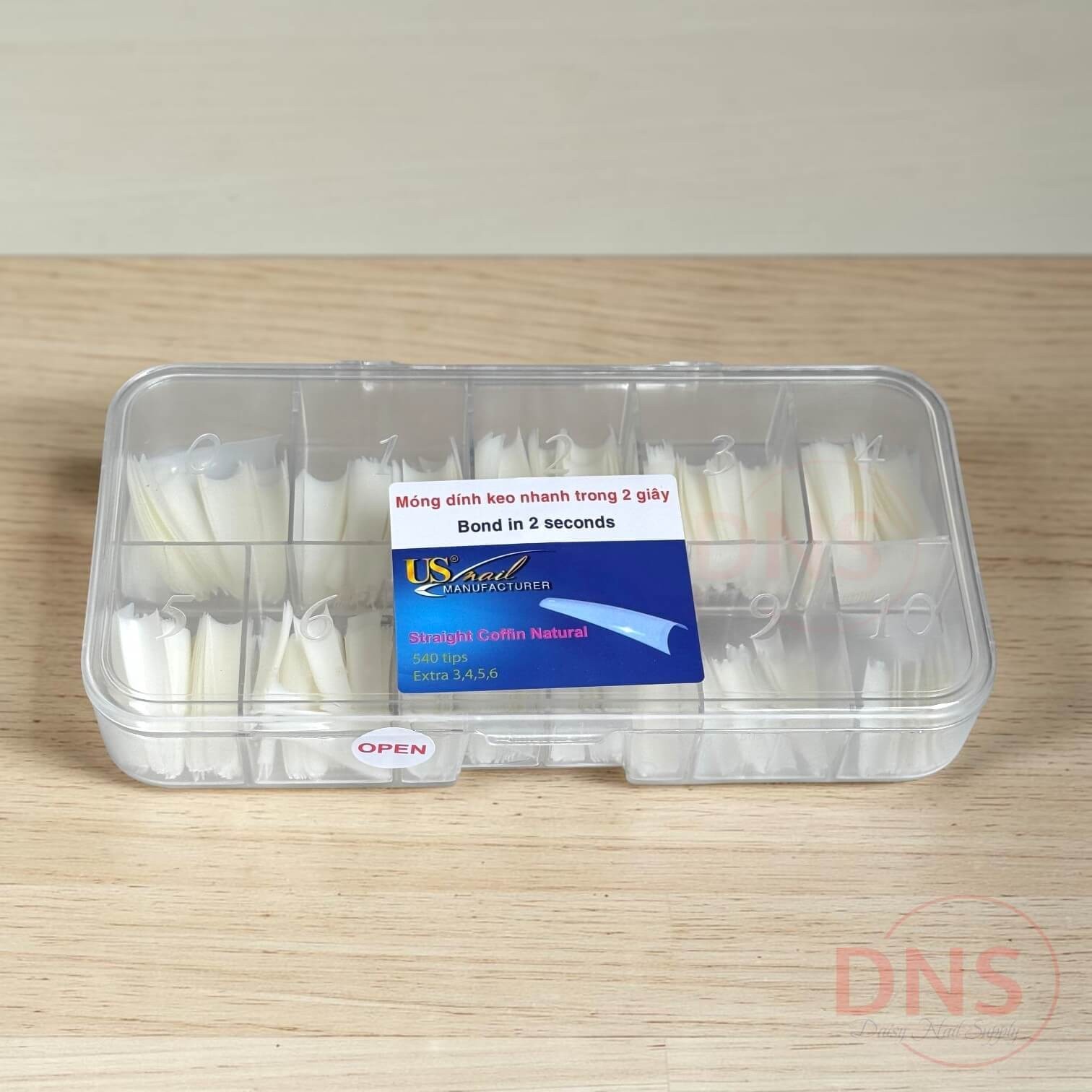 US Nail Manufacturer – Straight Coffin Natural Nail Tip (540 Tips/Box)