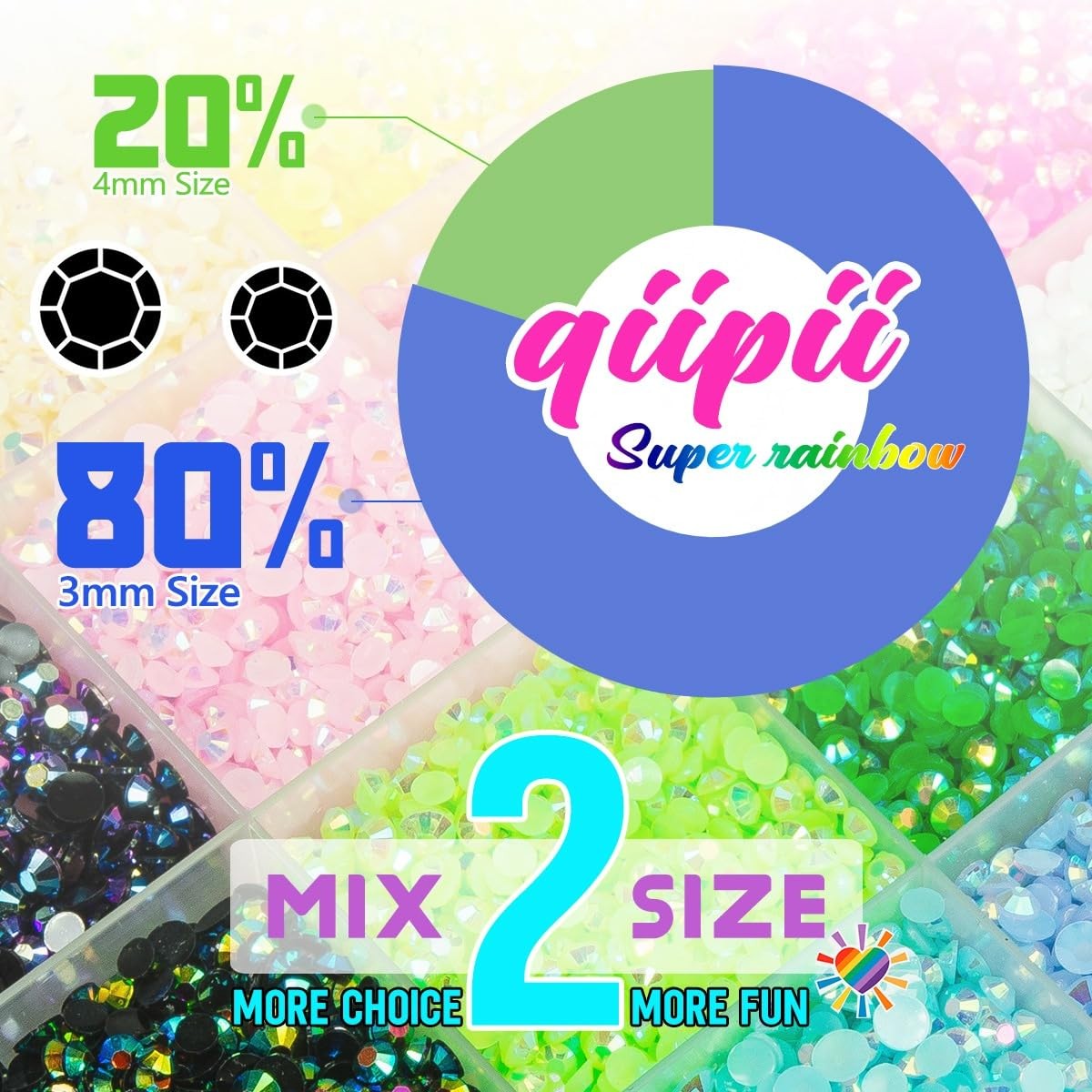 20000PCS 24 Color Jelly Resin Rhinestones Bulk 3mm 4mm Flatback Stones Super …