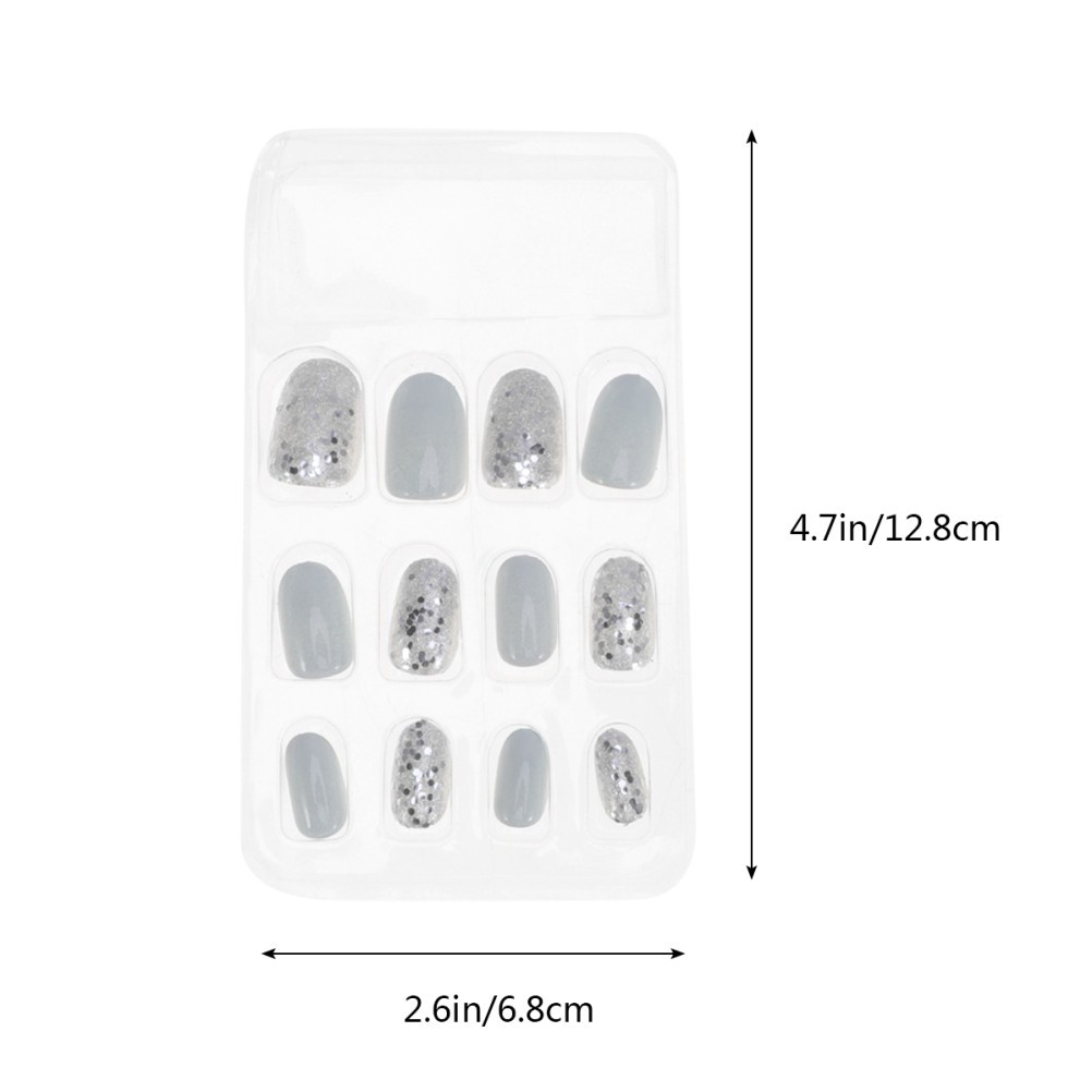 24Pcs Reusable False Nail Set Plastic Material Shiny Assorted Colors for Women