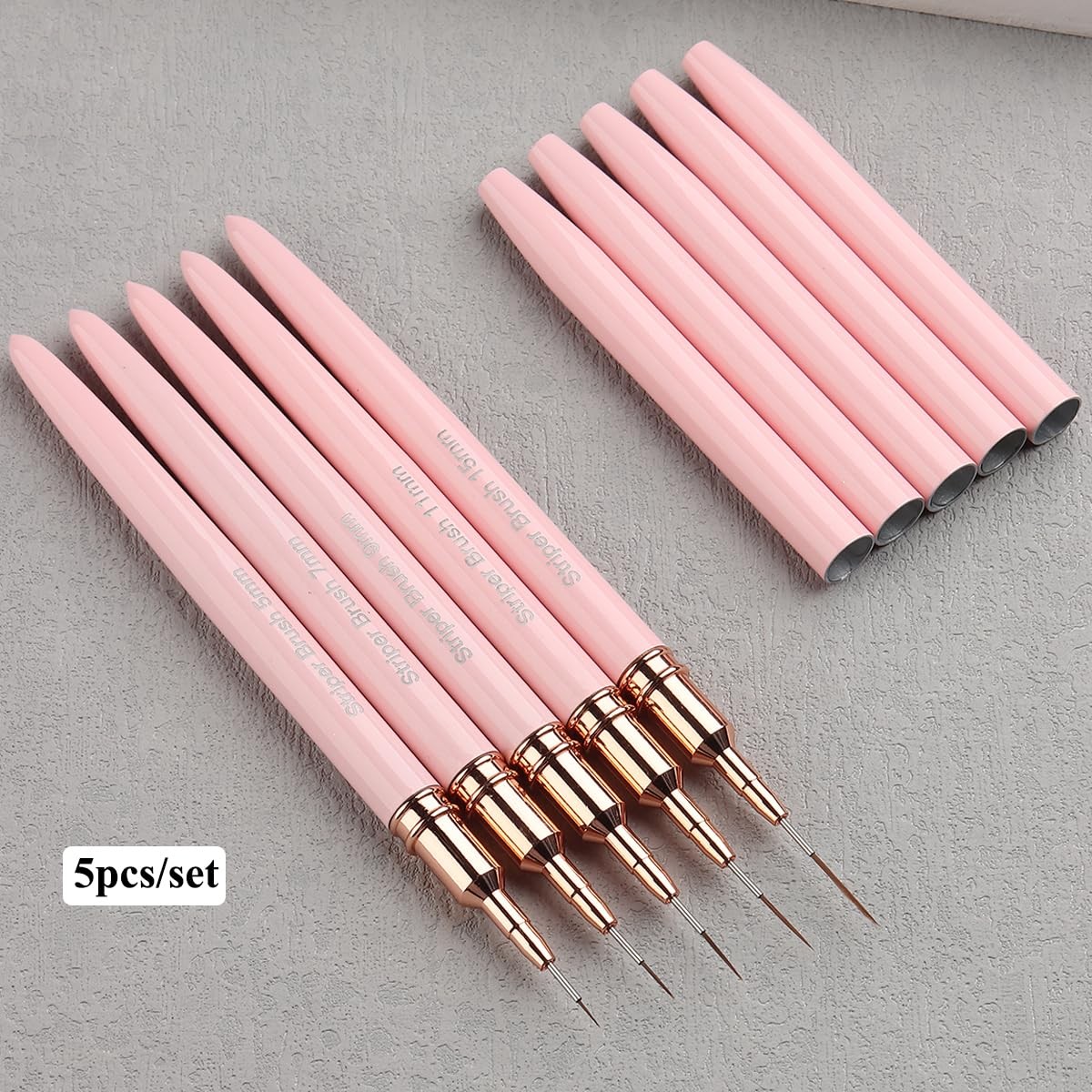 Fcozpjk Nail Art Liner Brushes, 5Pcs Nail Art Liner Brush Set, Nail Gel Polis…