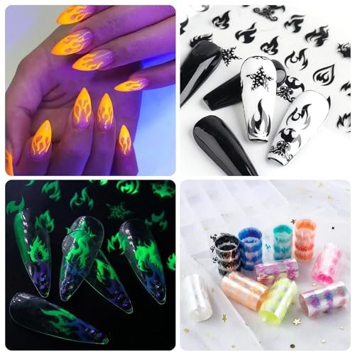 10 Roll Flame Nail Foil, Holographic Nail Foils Transfer Foil for Nails Kit2