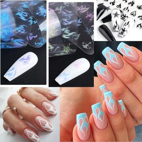 10 Rolls Flame Nail Foil Holographic Nail Art Foil Colorful Nail Flame Style