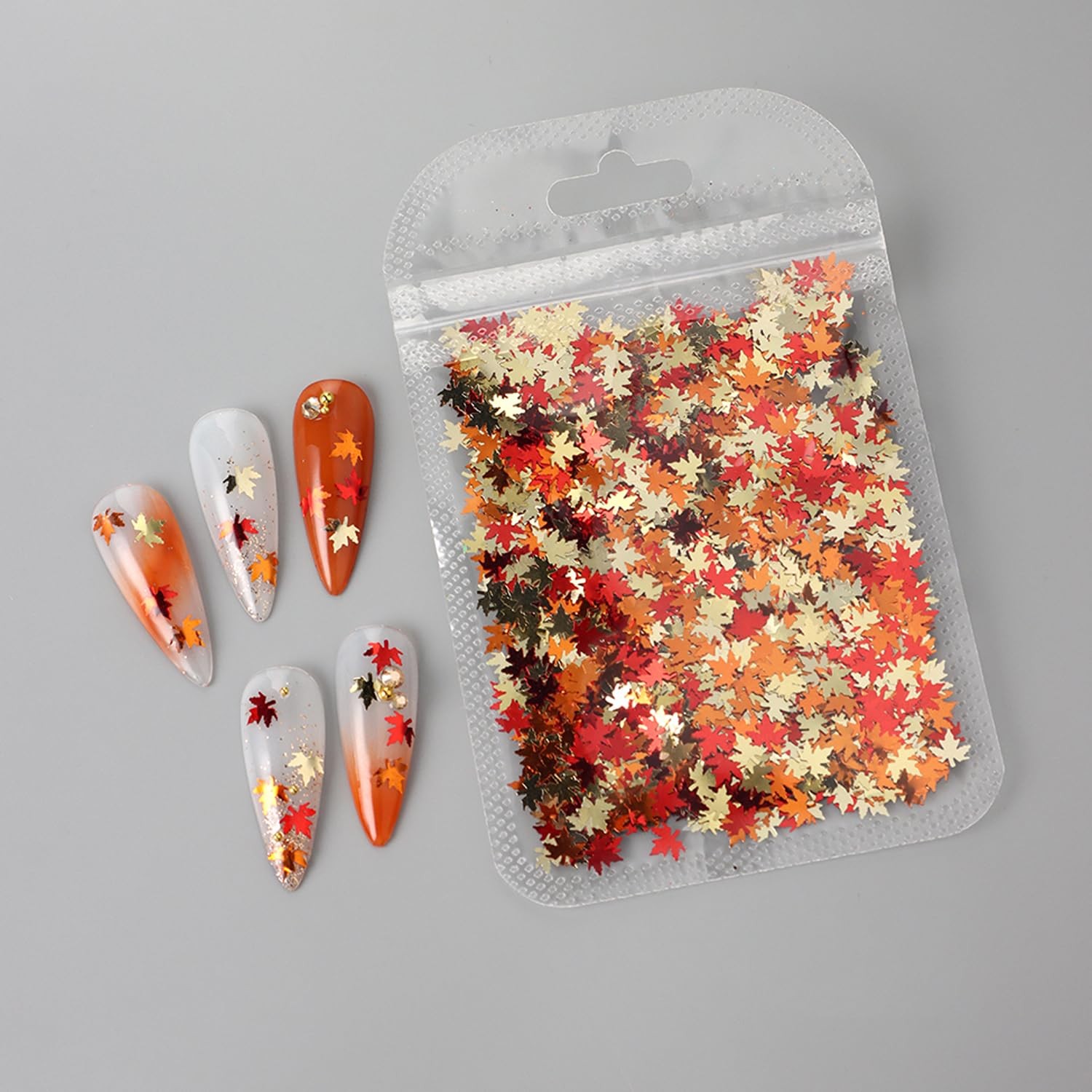 Fall Nail Art Glitters Shiny Mixed Golden Maple Leaf Nail Sequins Holographic…
