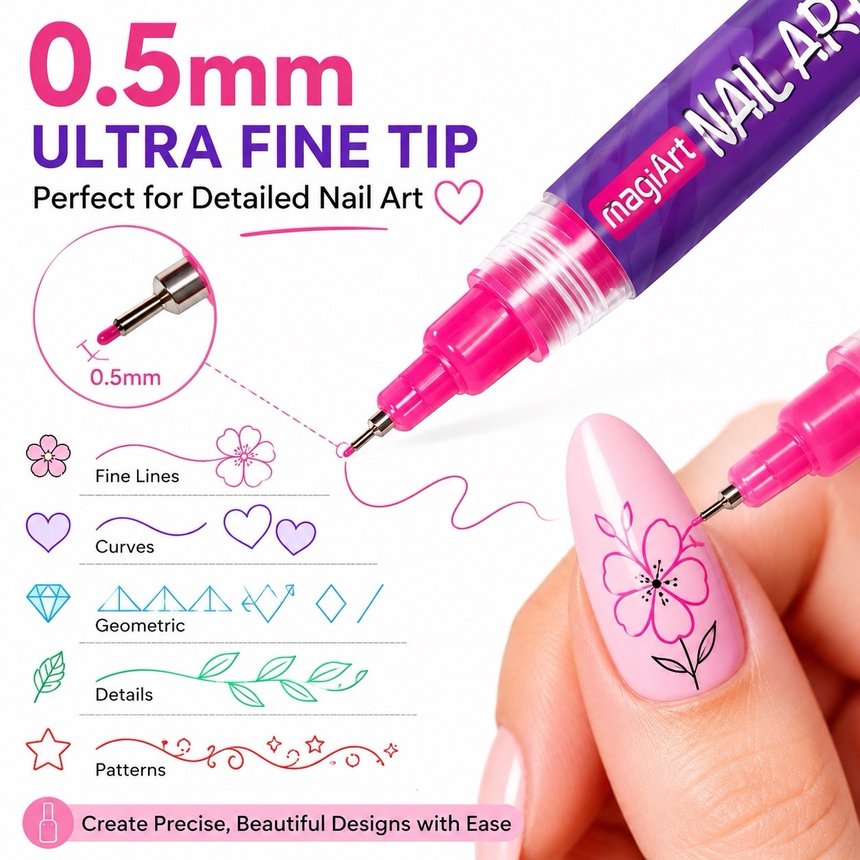 12 Colors Nail Art Pens Set 3D Polish Markers for Gel Nails Graffiti Dotting Pen
