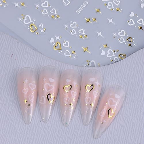 8 Sheets Valentine’s Day Nail Stickers for Nail Art 3D Self Adhesive Heart 1