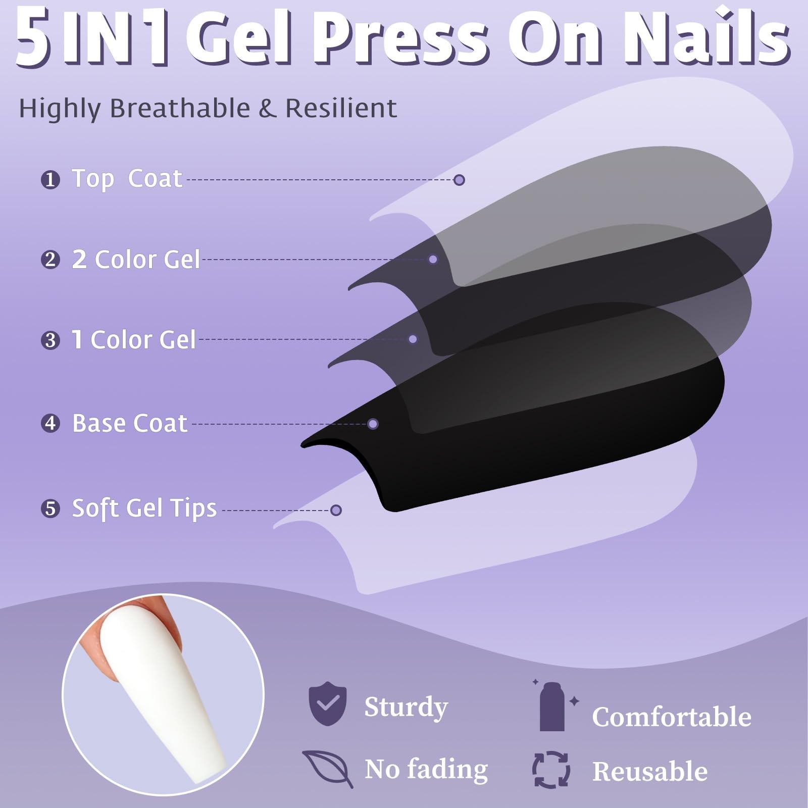 120pcs White Matte Press on Nails Long Coffin Press on Nail with Glue and Jel…