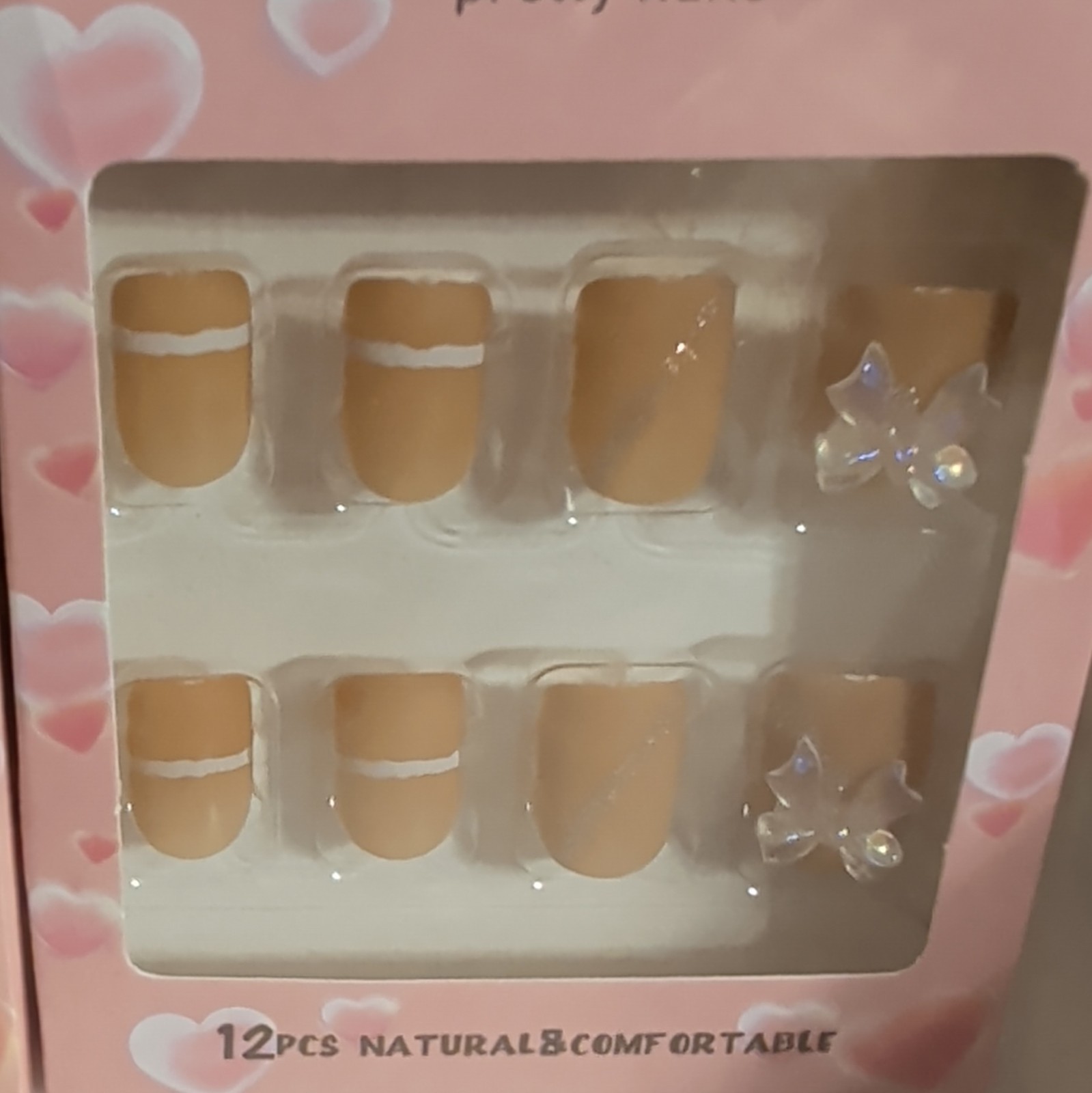 Butterfly Pre-Designed Multicolor Glitter Press-On Nails 12PCS Medium Square