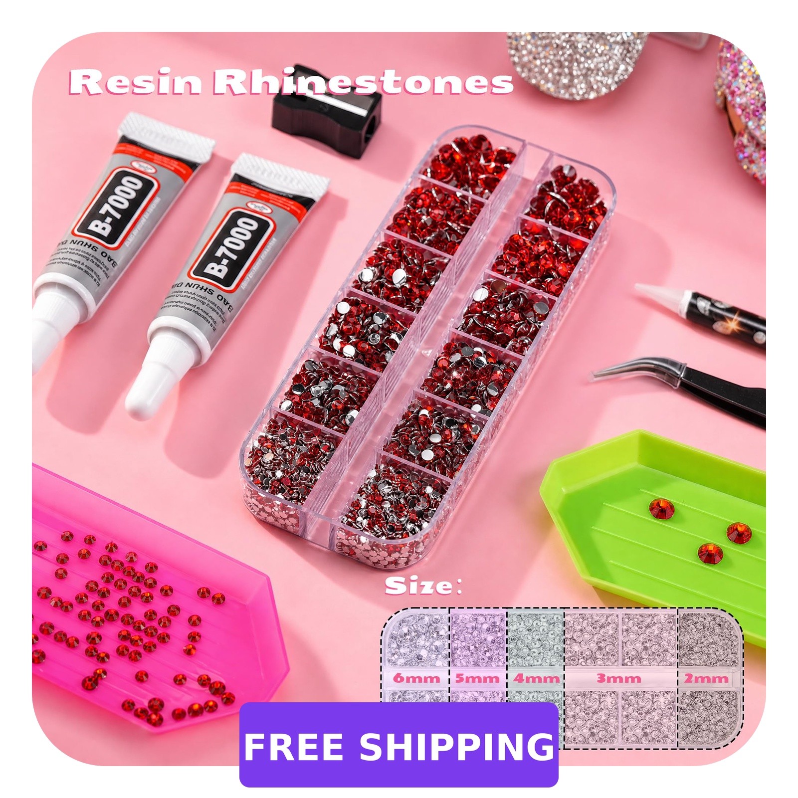 LOTWOW 25000pc Rhinestones Red