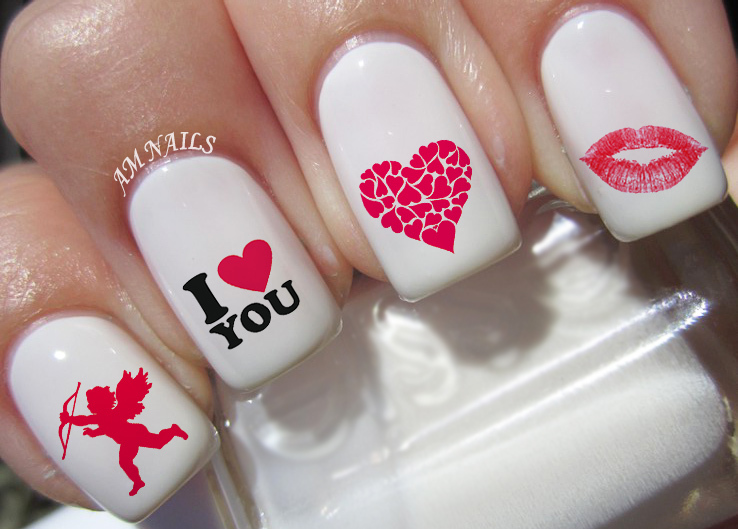 Valentine’s Day Nail Art Stickers Transfers Decals Set of 54 – A1370