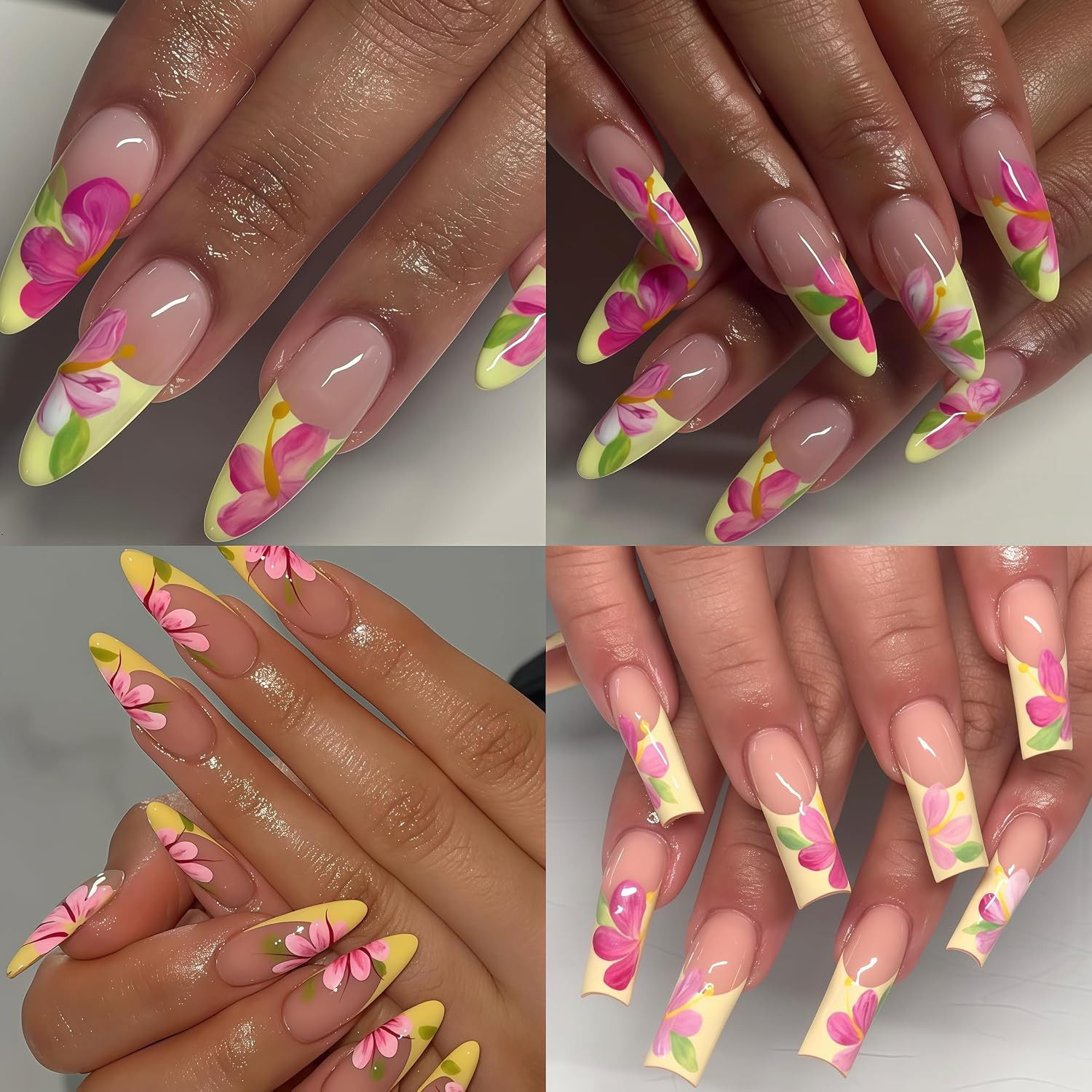 6 Sheets Flower Nail Art Stickers 3D Self-Adhesive Colorful Hawaiian Flowers Nai