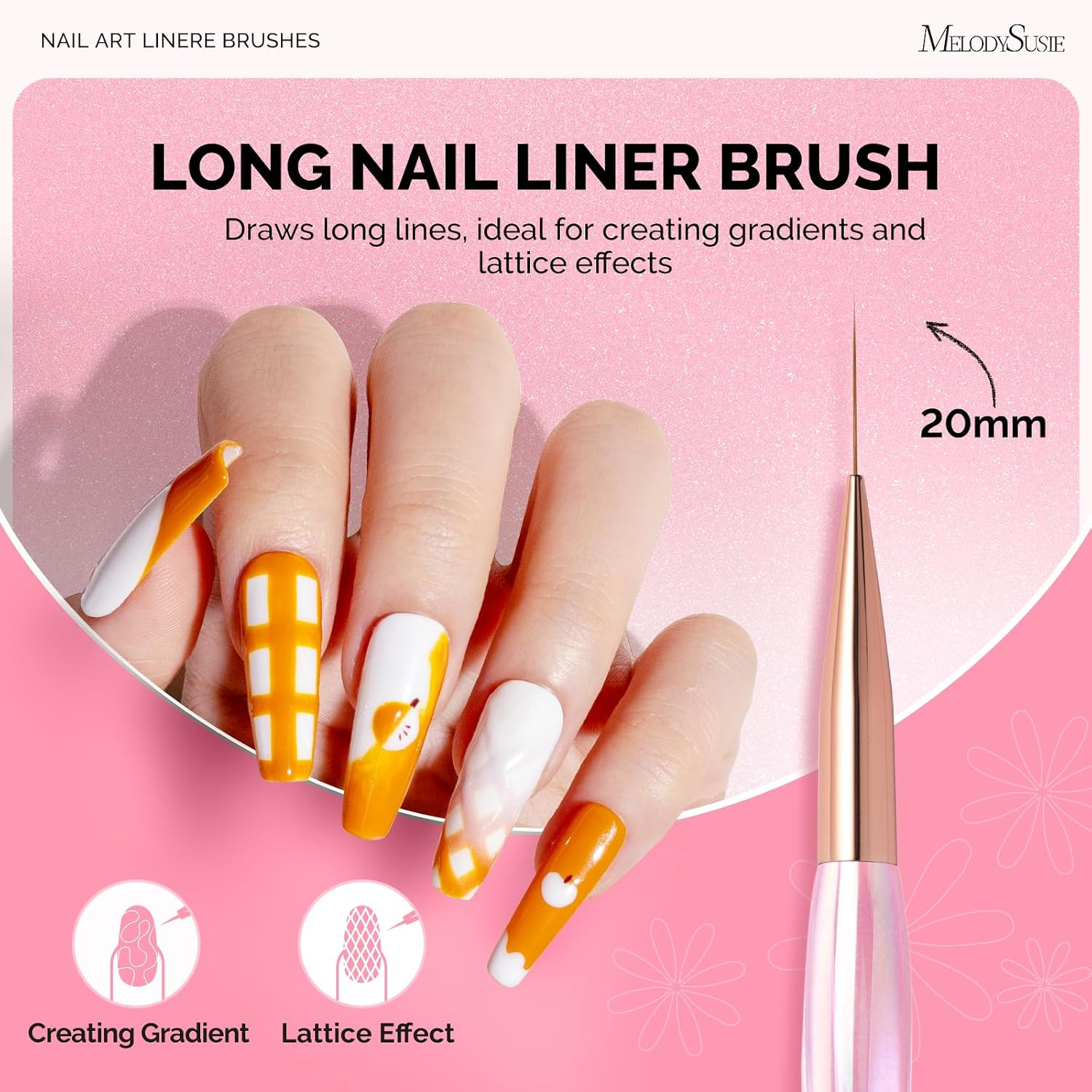 5Pcs Nail Art Liner Brushes with Nail Brush Holder | Gel Polish Painting Art Des