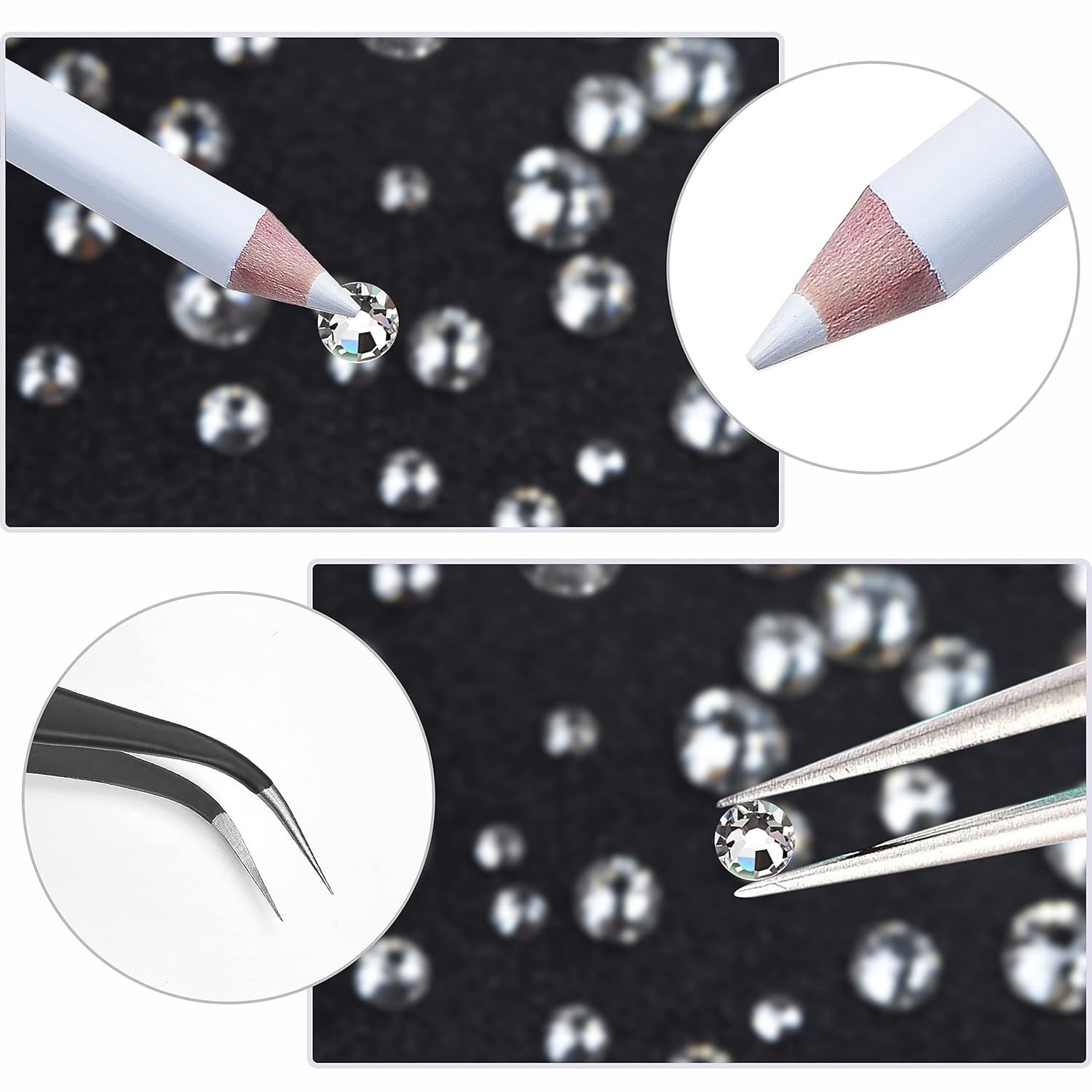2400pcs Nail Art Rhinestones Kit – Crystal Clear Flatback Gems for Elegant Nails