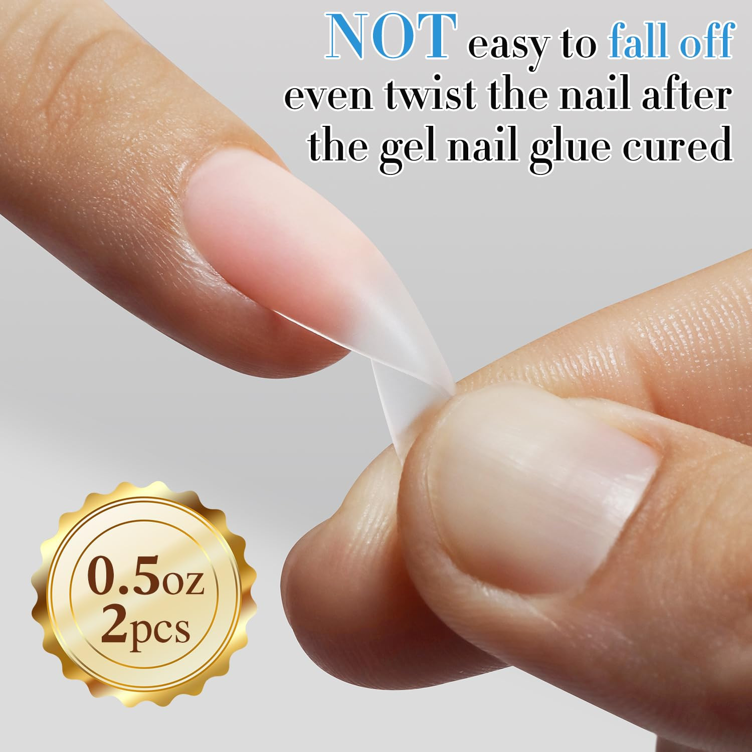 2 Pcs 0.5Oz Nail Glue Gel Set for False Acrylic Nail Tips and Press on Nails Gel