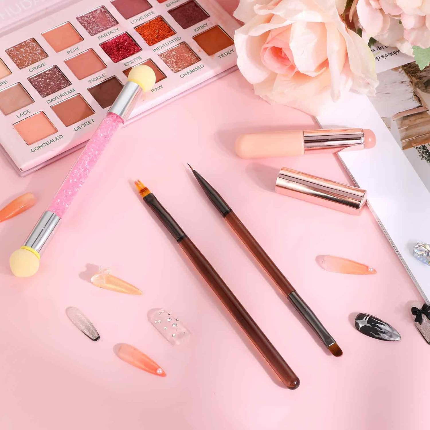 4Pcs Ombre Nail Brush, Nail Brushes Set for Gel Nails, Gradient Nail Sponges Pen