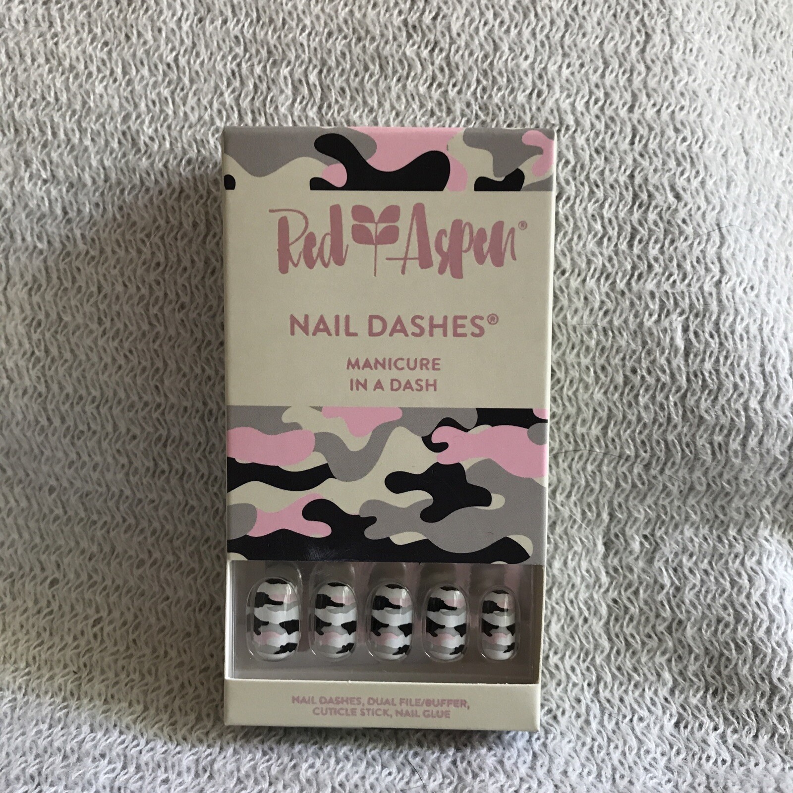 Pink, Green, Black & White Army Print, Medium, Squoval, Shiny, Press On Nails
