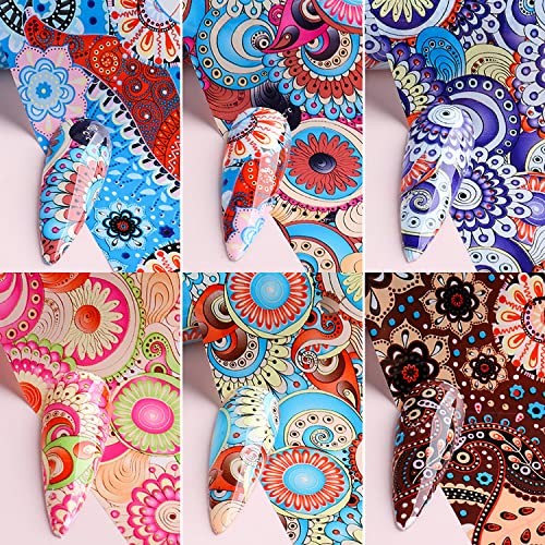 10 Sheets Holographic Nail Foil Transfer Stickers, Bohemian Nail Art Foils