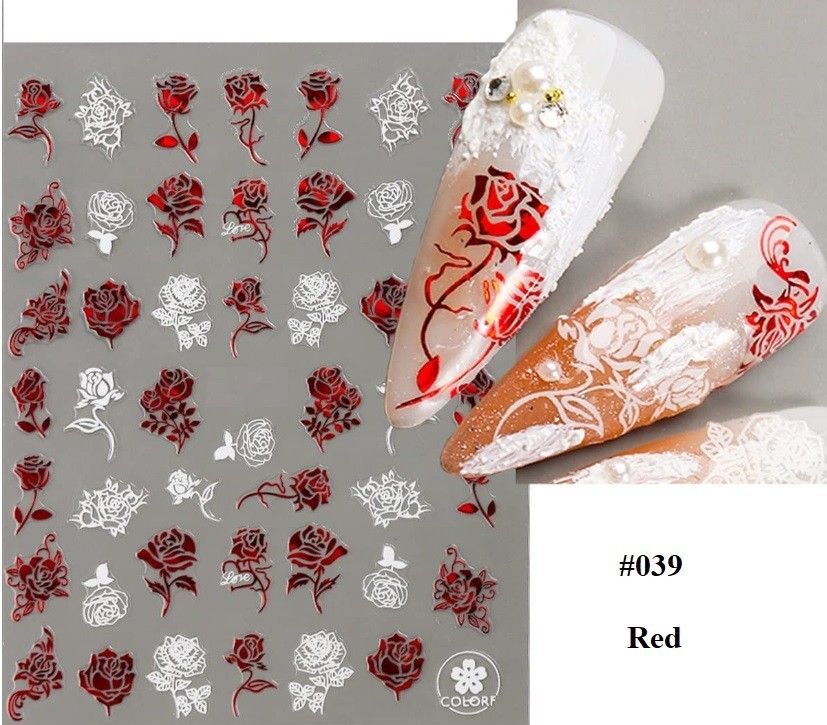 White, Black, Gold, Red Abstract Nail Art Stickers (Group 2)