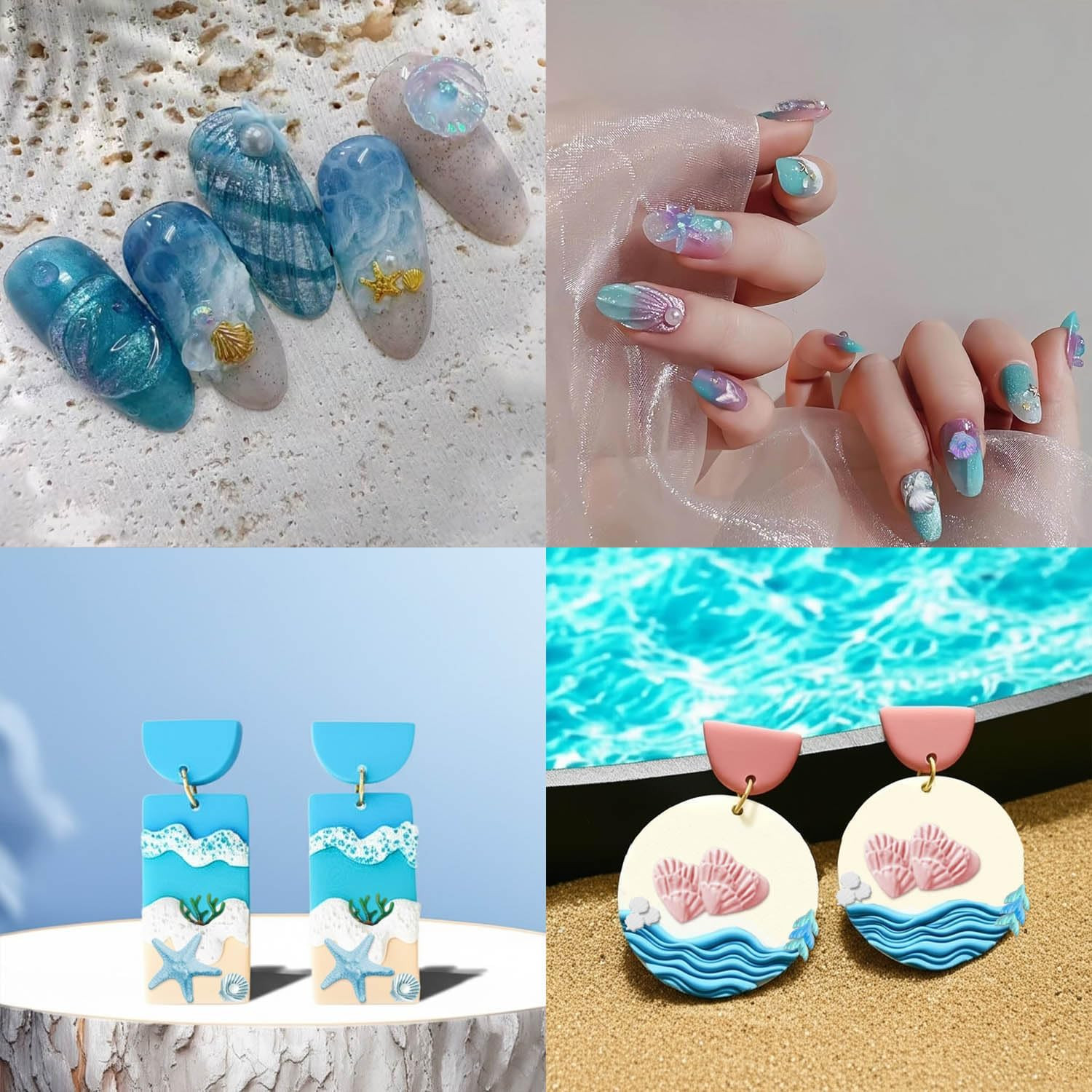 3D Silicone Nail Molds Set with Sea Charms for Beach-Inspired Nail Art