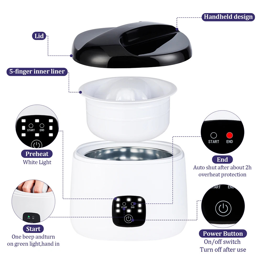 Electric Nail Soaking Bowl 5 Finger Heated Gel Polish Remover Machine