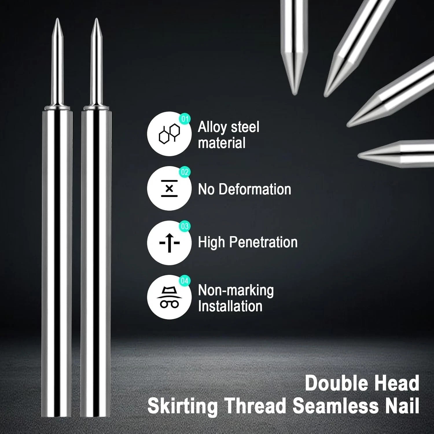 250 Pcs Double Head Skirting Thread Nails with Professional Installation Tool