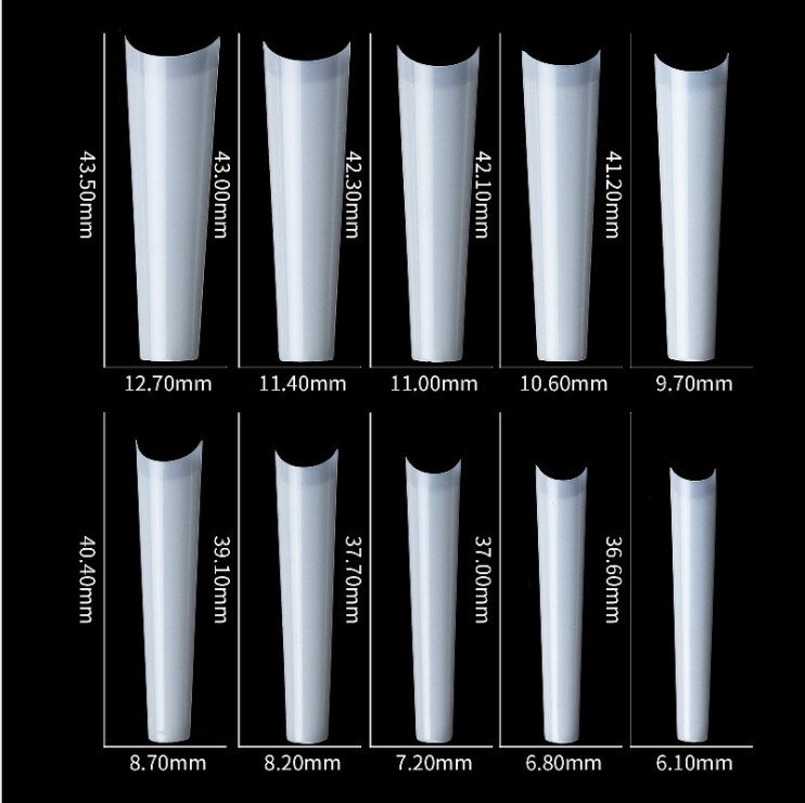 500 Pcs Extra Long C Curve Coffin False Nail Tips Acrylic French Nail Art Tips