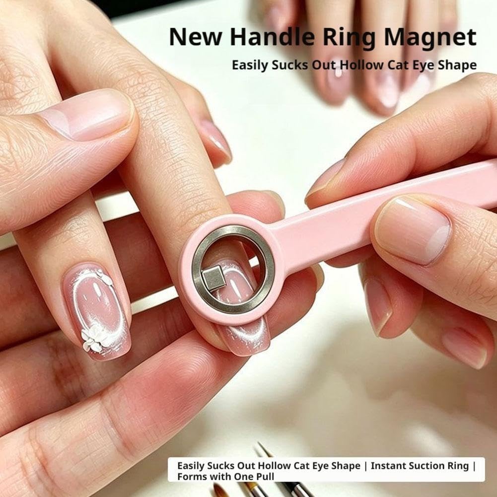 Circle Cat Eye Magnet for Nails,Rotating Ring Magnet with a Handle for Nails Art