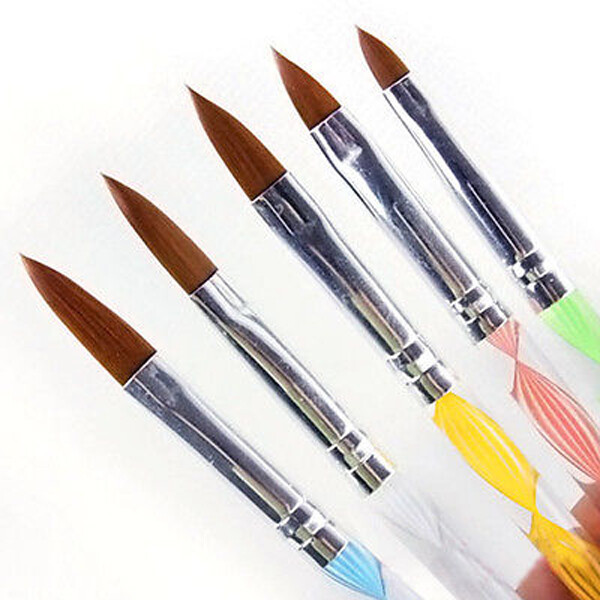 5Pcs New Acrylic 3D Painting Drawing UV Gel DIY Brush Pen Tool Nail Art Set