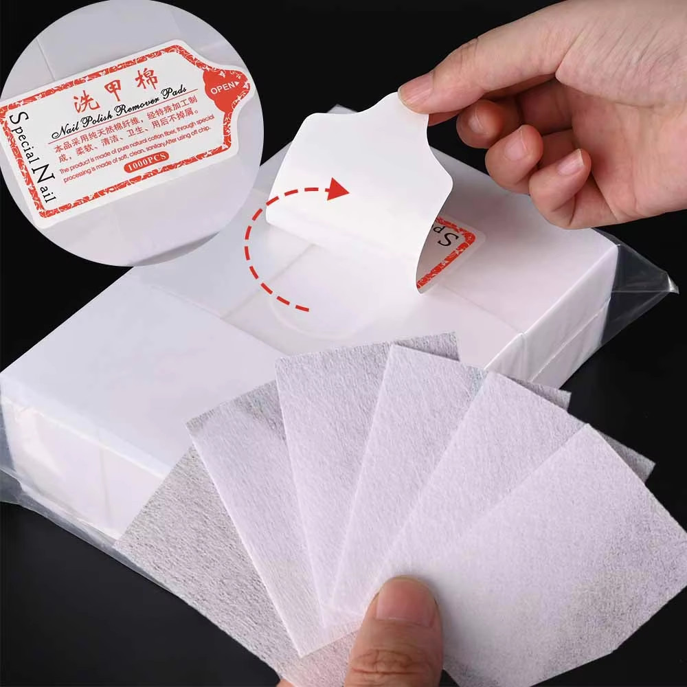 1000/600/500/100Pcs Lint-Free Nail Cotton for UV Gel Polish Removal Wipes Paper