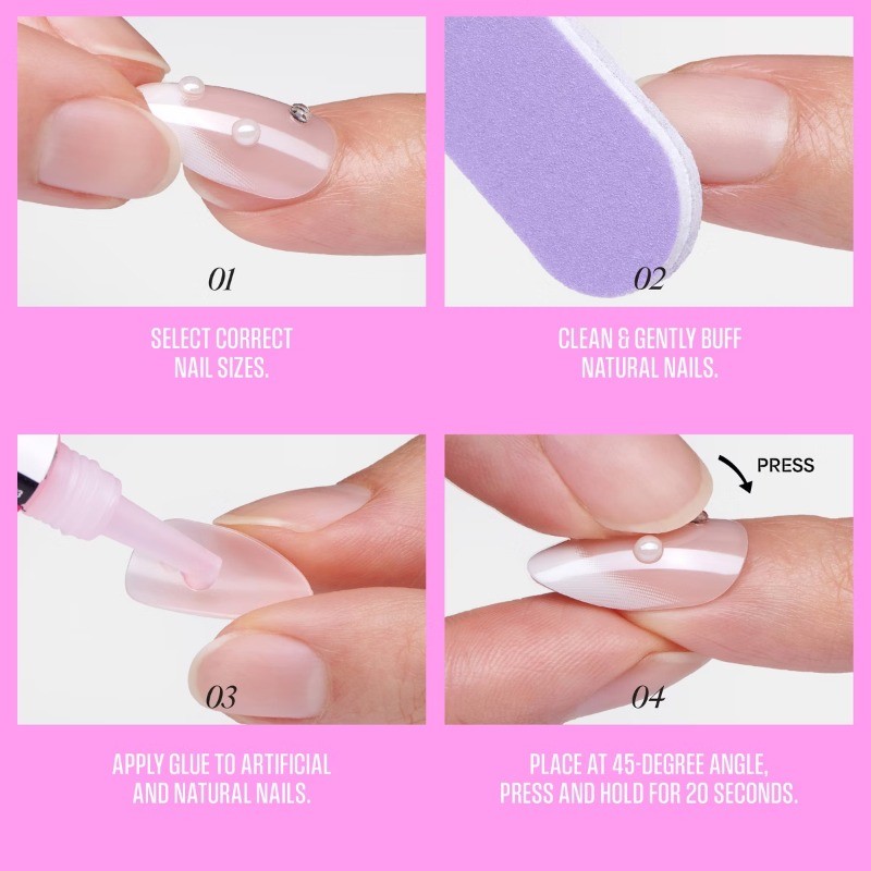 Jeweled Press-On Fake Nails Long Square – Wrapped in Beauty – 35ct