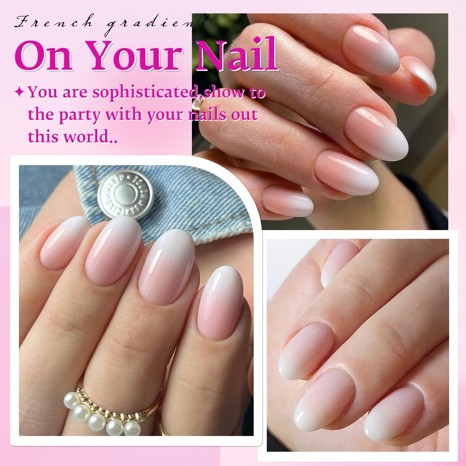 168pc Ombre Press on Nails Short Oval Fake Nails with Tabs, Round Almond Nail…