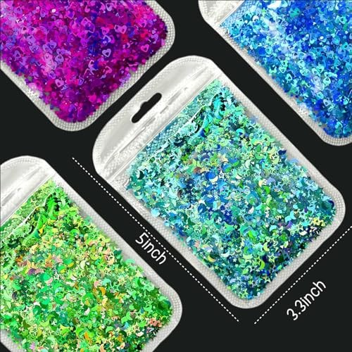 12 Colors Star Moon Butterfly Shaped Glitter Confetti – Holographic Flakes