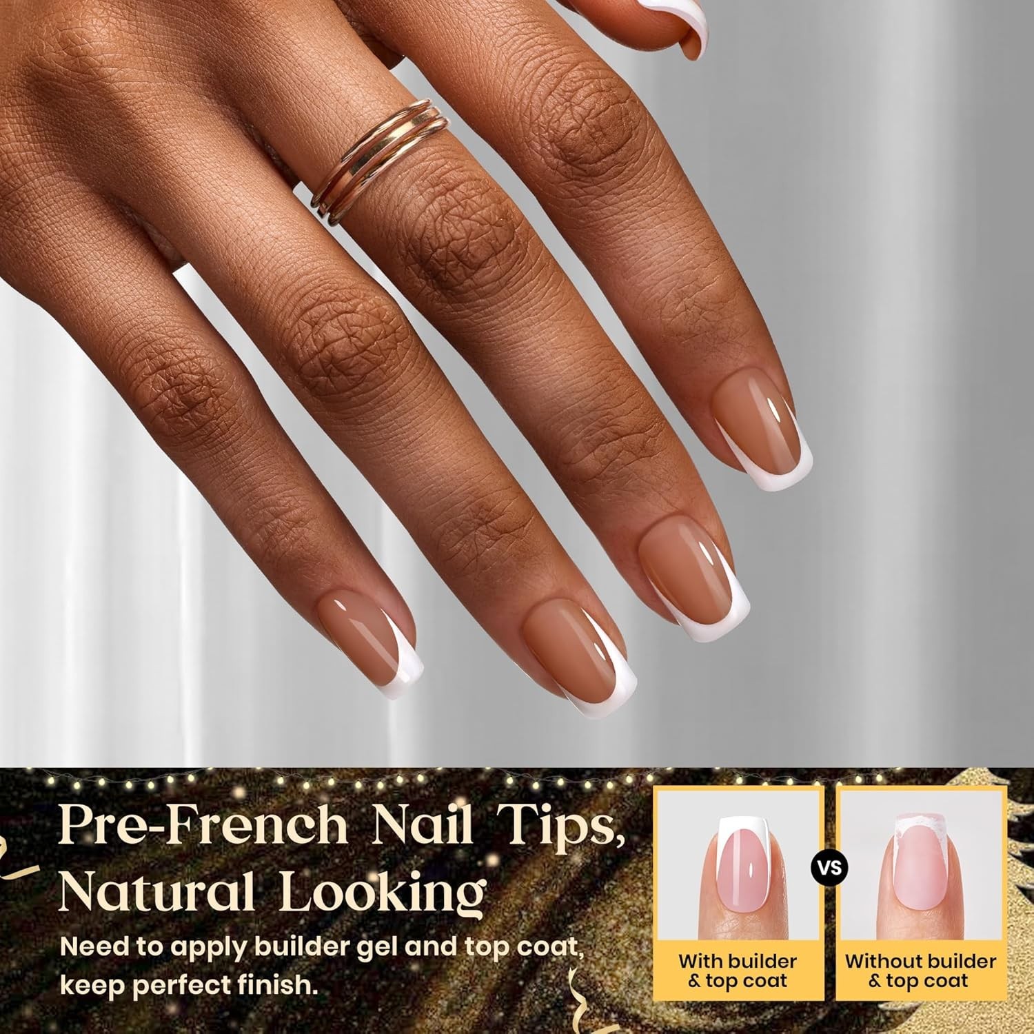 Long-Lasting 224 Pcs French Tip Fake Nails – 30+ Days Wear for Effortless Style