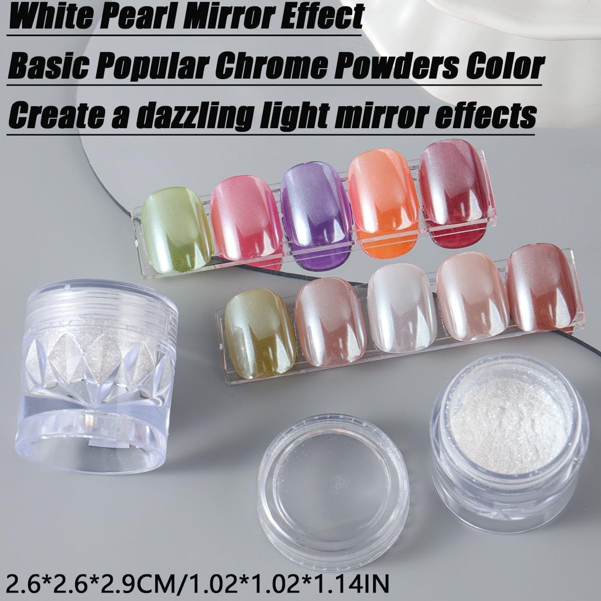 Aurora Rainbow Chrome Nail Powder Set with Pearlescent Mirror Effects & Brushes