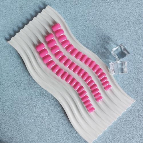 48Pcs Hot Pink Press on Nails Short Square Fake Nails, square glossy hot pink