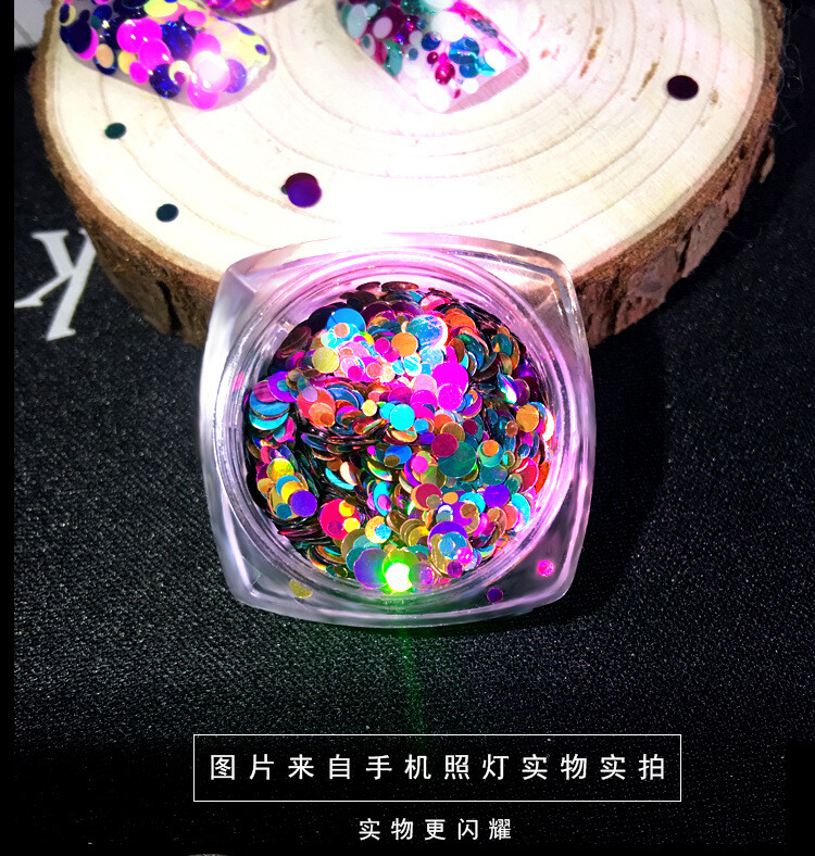 12 Colors Laser Glitter Flakes Round Shape Nail Sequins Nail Art Decoration Tips