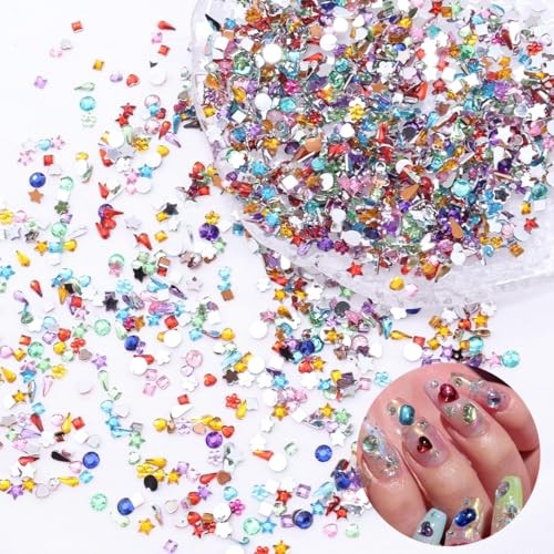12Grids Colorful Rhinestones Nail Charms Multi-Shape Diamond Nail Art orange