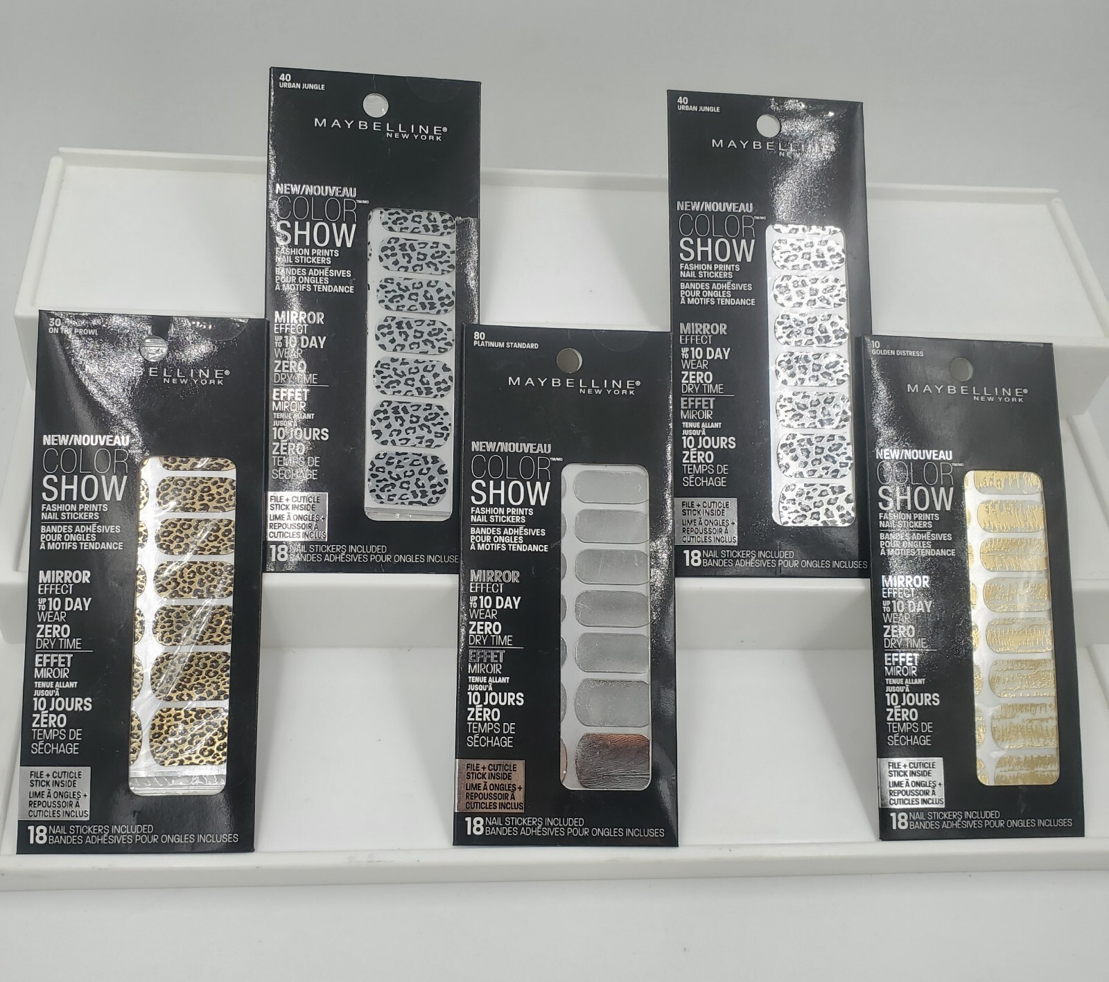 (5) Maybelline Color Show Metallic Nail Stickers Sets, Gift, Silver, Gold